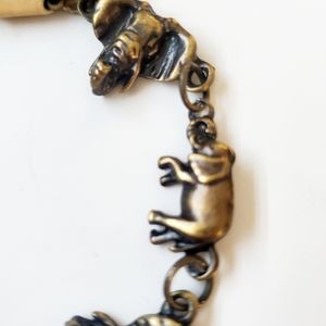 Bronze Trunk Up Lucky Elephant Wrist Bracelet Antiqued Bronze Metal Rustic Boho